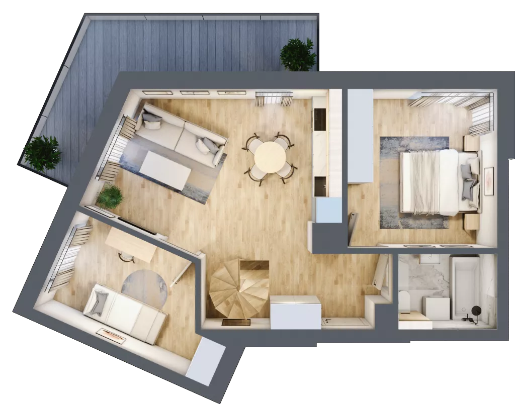 3 pokoje, mieszkanie 58,27 m², piętro 6, oferta nr A44, Kapelanka – Pychowicka - Budynek AB, Kraków, Dębniki, Zakrzówek, ul. Pychowicka 3 / 3A