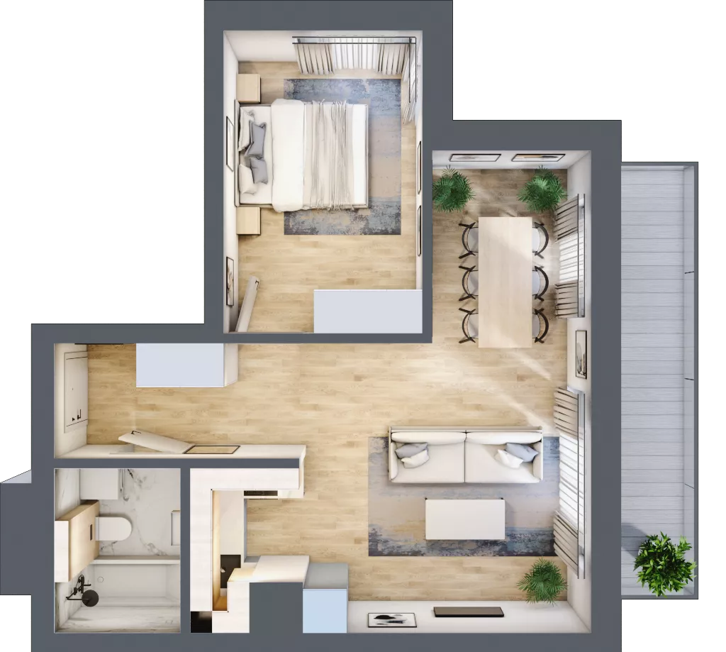 2 pokoje, mieszkanie 45,20 m², piętro 6, oferta nr A45, Kapelanka – Pychowicka - Budynek AB, Kraków, Dębniki, Zakrzówek, ul. Pychowicka 3 / 3A