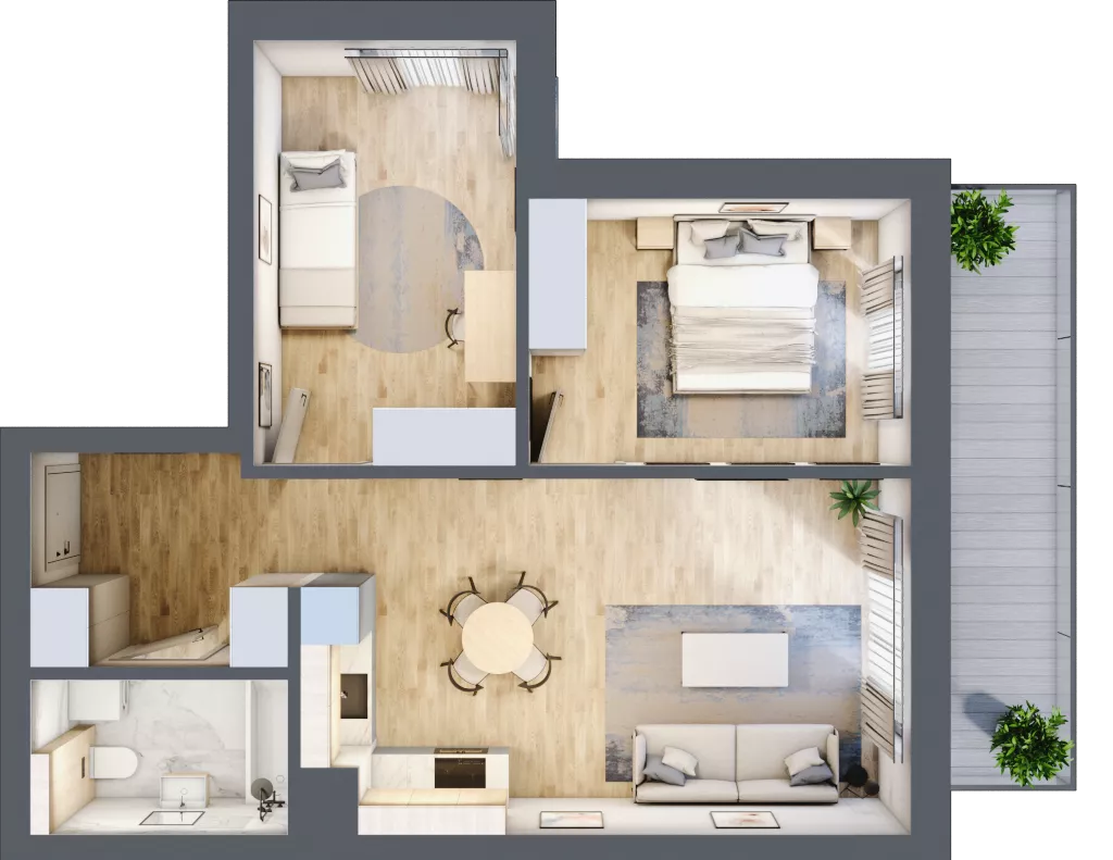 3 pokoje, mieszkanie 56,64 m², piętro 4, oferta nr A32, Kapelanka – Pychowicka - Budynek AB, Kraków, Dębniki, Zakrzówek, ul. Pychowicka 3 / 3A