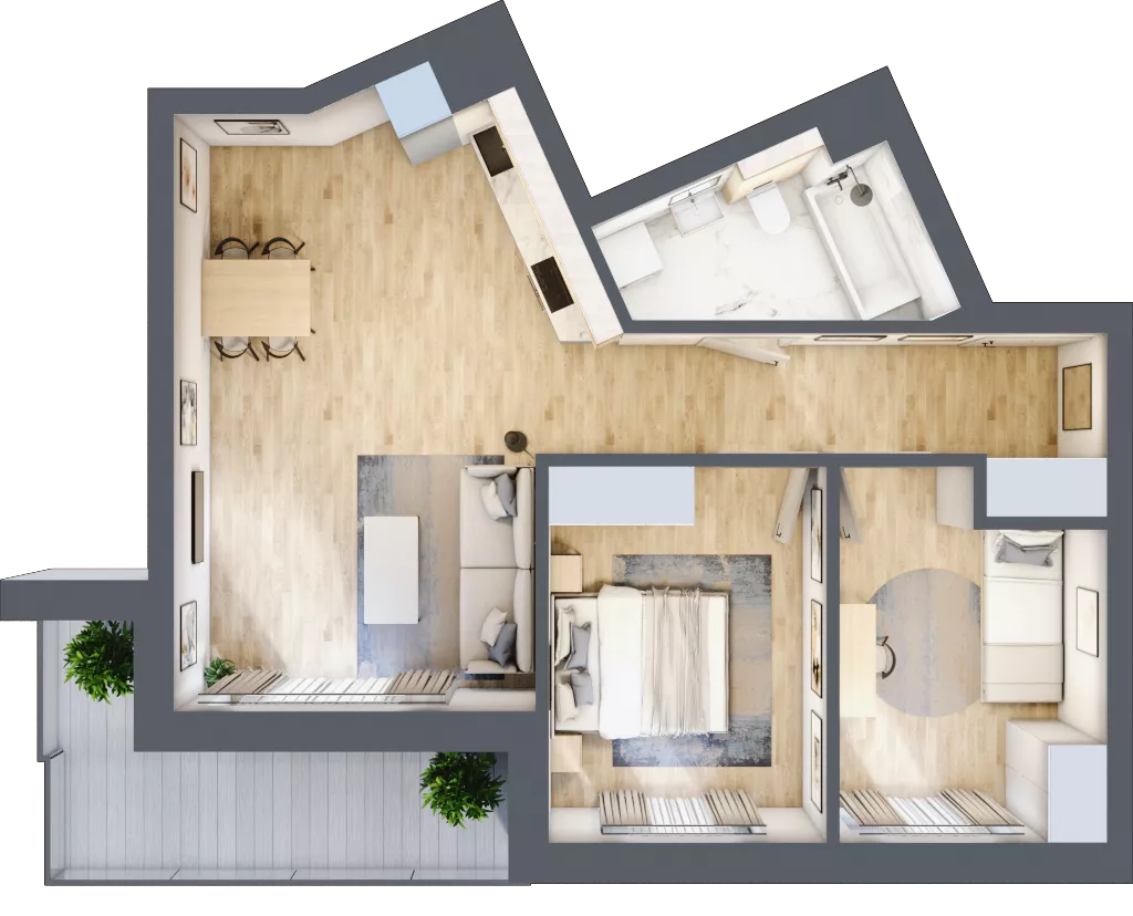 3 pokoje, mieszkanie 58,04 m², piętro 1, oferta nr A13, Kapelanka – Pychowicka - Budynek AB, Kraków, Dębniki, Zakrzówek, ul. Pychowicka 3 / 3A
