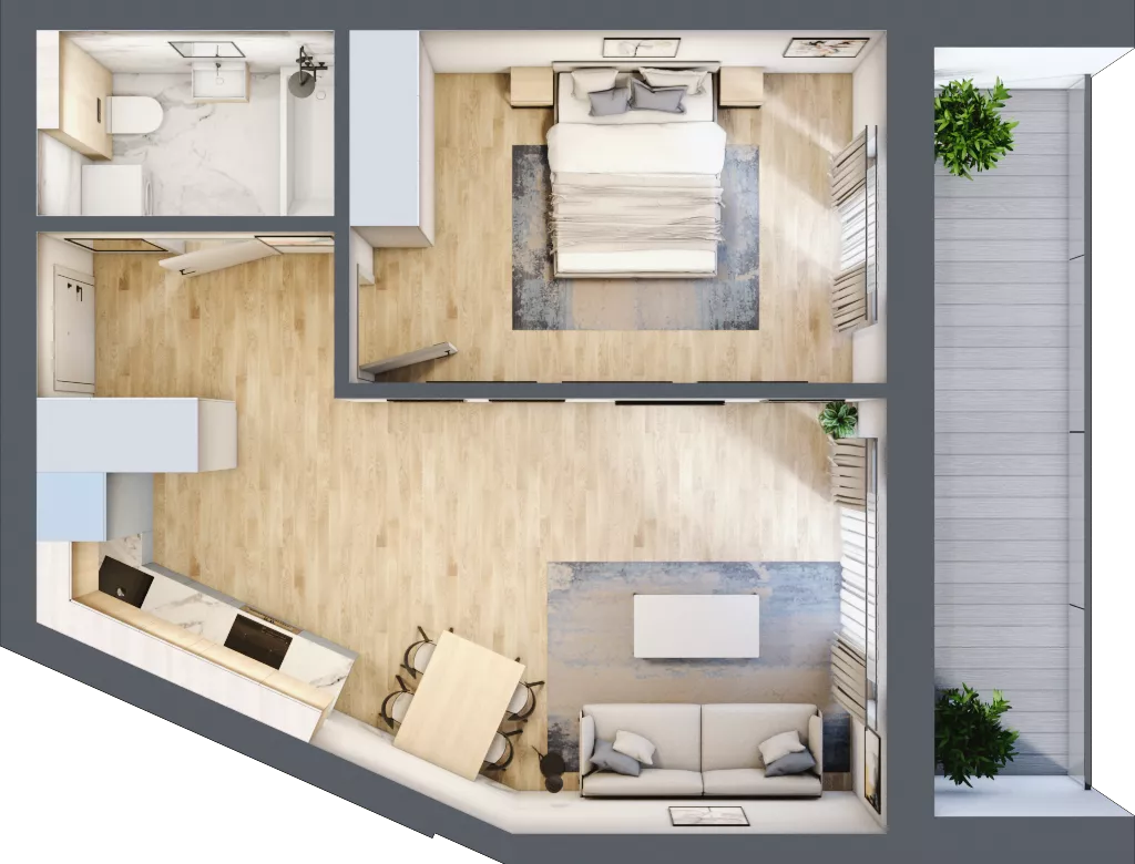 2 pokoje, mieszkanie 46,25 m², piętro 1, oferta nr A10, Kapelanka – Pychowicka - Budynek AB, Kraków, Dębniki, Zakrzówek, ul. Pychowicka 3 / 3A