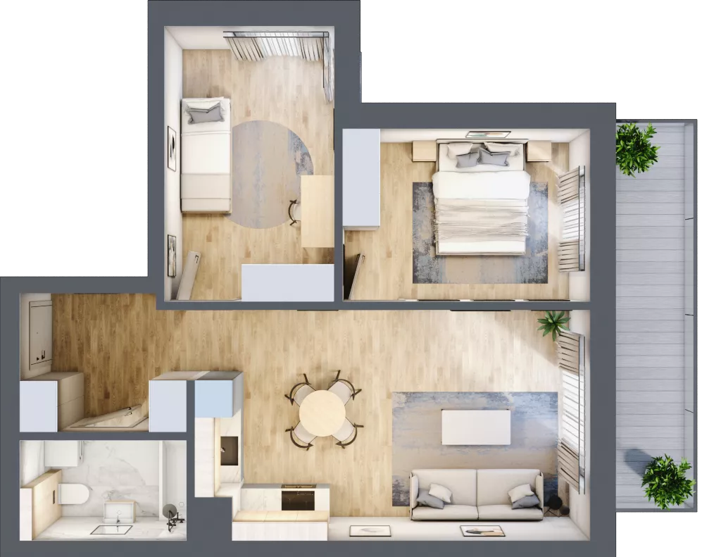 3 pokoje, mieszkanie 56,64 m², piętro 1, oferta nr A8, Kapelanka – Pychowicka - Budynek AB, Kraków, Dębniki, Zakrzówek, ul. Pychowicka 3 / 3A