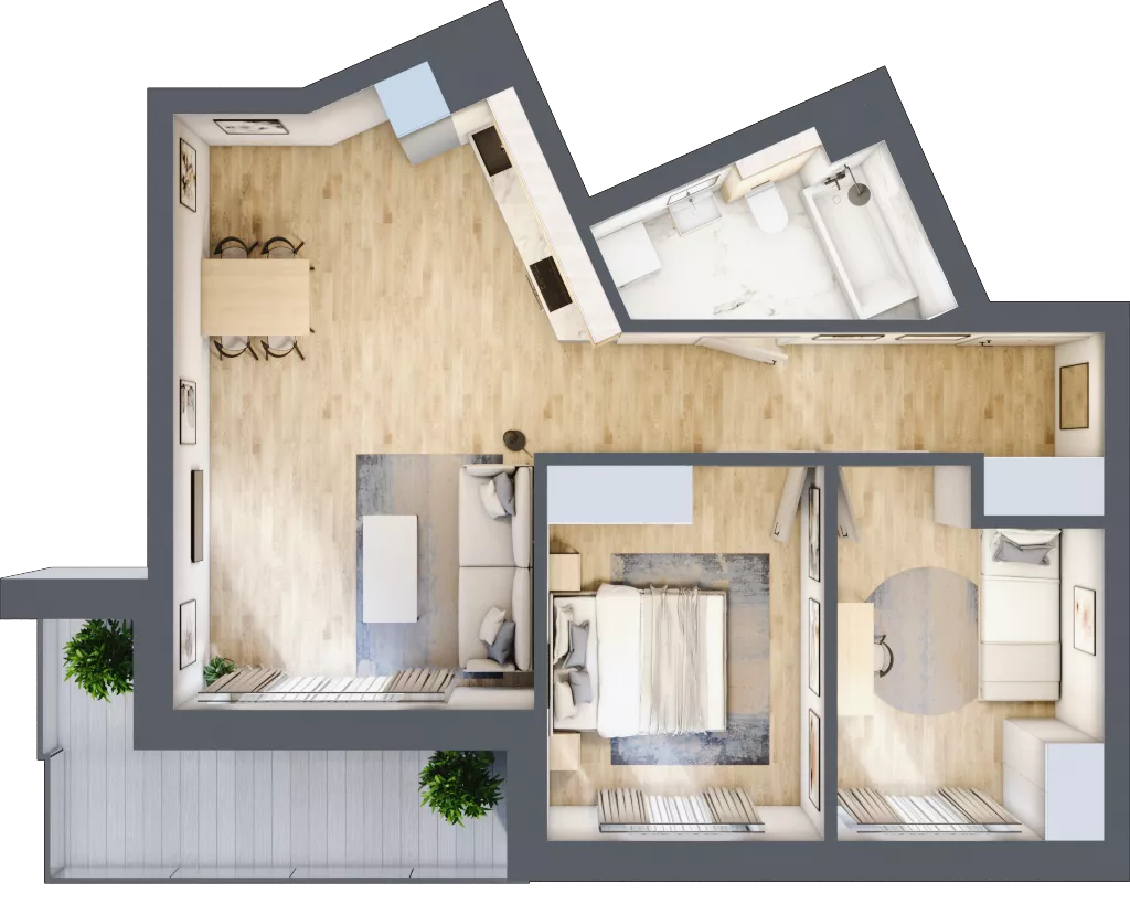 3 pokoje, mieszkanie 58,04 m², piętro 2, oferta nr A21, Kapelanka – Pychowicka - Budynek AB, Kraków, Dębniki, Zakrzówek, ul. Pychowicka 3 / 3A