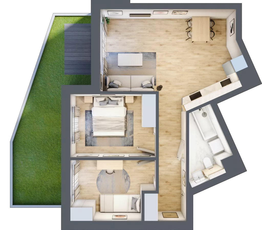3 pokoje, mieszkanie 57,91 m², parter, oferta nr A5, Kapelanka – Pychowicka - Budynek AB, Kraków, Dębniki, Zakrzówek, ul. Pychowicka 3 / 3A