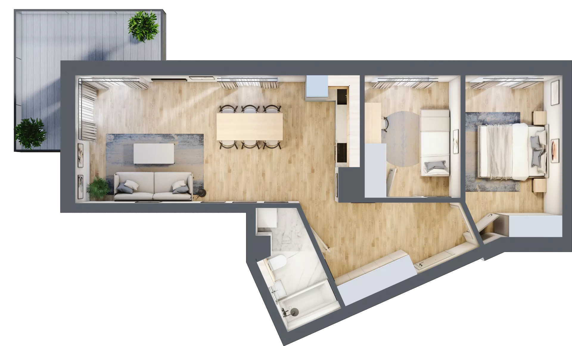 3 pokoje, mieszkanie 63,33 m², piętro 3, oferta nr A30, Kapelanka – Pychowicka - Budynek AB, Kraków, Dębniki, Zakrzówek, ul. Pychowicka 3 / 3A