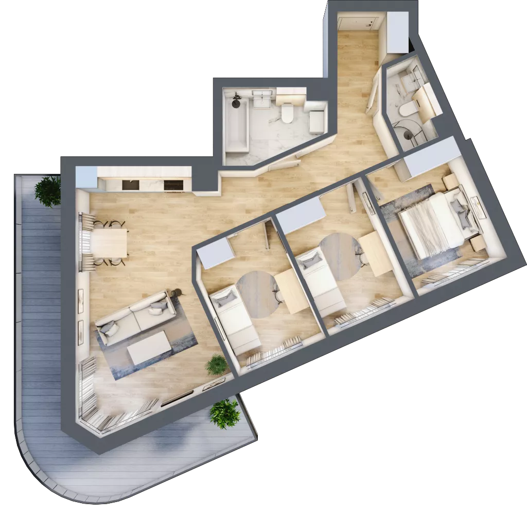 4 pokoje, mieszkanie 74,62 m², piętro 4, oferta nr A35, Kapelanka – Pychowicka - Budynek AB, Kraków, Dębniki, Zakrzówek, ul. Pychowicka 3 / 3A