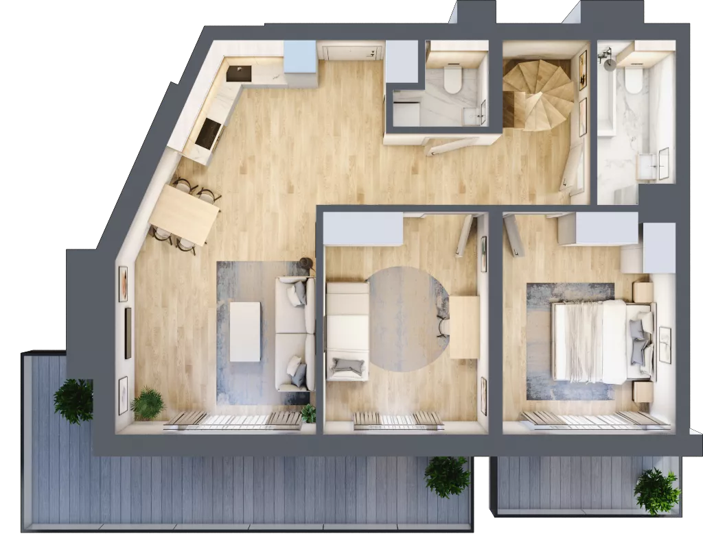 3 pokoje, mieszkanie 71,74 m², piętro 6, oferta nr A46, Kapelanka – Pychowicka - Budynek AB, Kraków, Dębniki, Zakrzówek, ul. Pychowicka 3 / 3A