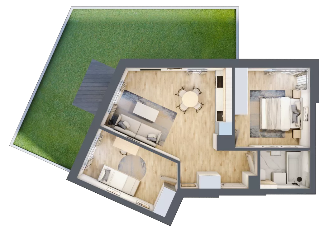 3 pokoje, mieszkanie 55,64 m², parter, oferta nr A1, Kapelanka – Pychowicka - Budynek AB, Kraków, Dębniki, Zakrzówek, ul. Pychowicka 3 / 3A