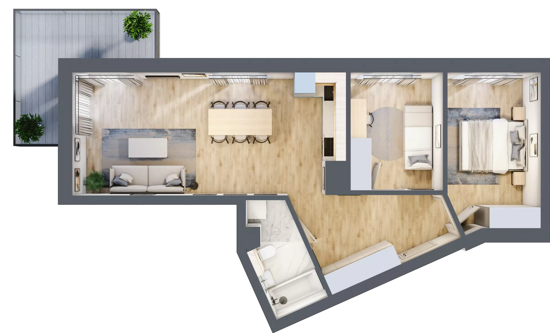 3 pokoje, mieszkanie 63,33 m², piętro 5, oferta nr A43, Kapelanka – Pychowicka - Budynek AB, Kraków, Dębniki, Zakrzówek, ul. Pychowicka 3 / 3A