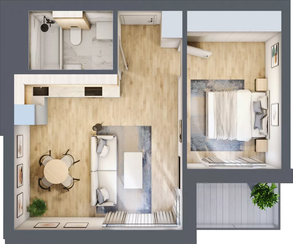 2 pokoje, mieszkanie 43,58 m², piętro 3, oferta nr B71, Kapelanka – Pychowicka - Budynek AB, Kraków, Dębniki, Zakrzówek, ul. Pychowicka 3 / 3A