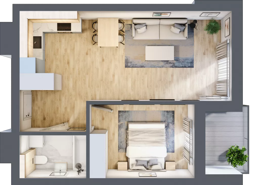 2 pokoje, mieszkanie 46,03 m², piętro 6, oferta nr B88, Kapelanka – Pychowicka - Budynek AB, Kraków, Dębniki, Zakrzówek, ul. Pychowicka 3 / 3A