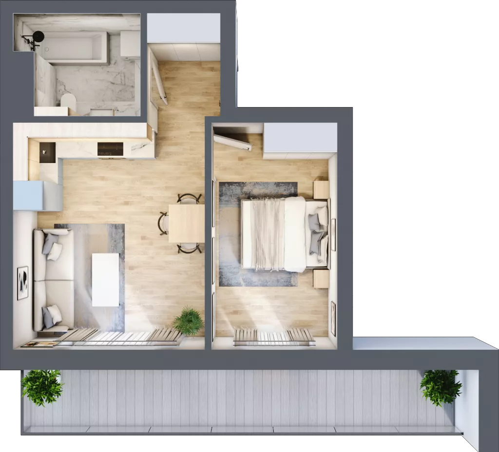 2 pokoje, mieszkanie 38,61 m², piętro 4, oferta nr B27, Kapelanka – Pychowicka - Budynek AB, Kraków, Dębniki, Zakrzówek, ul. Pychowicka 3 / 3A