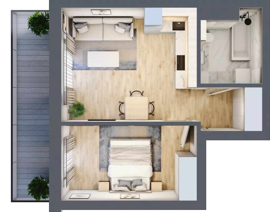 2 pokoje, mieszkanie 38,61 m², piętro 6, oferta nr B40, Kapelanka – Pychowicka - Budynek AB, Kraków, Dębniki, Zakrzówek, ul. Pychowicka 3 / 3A