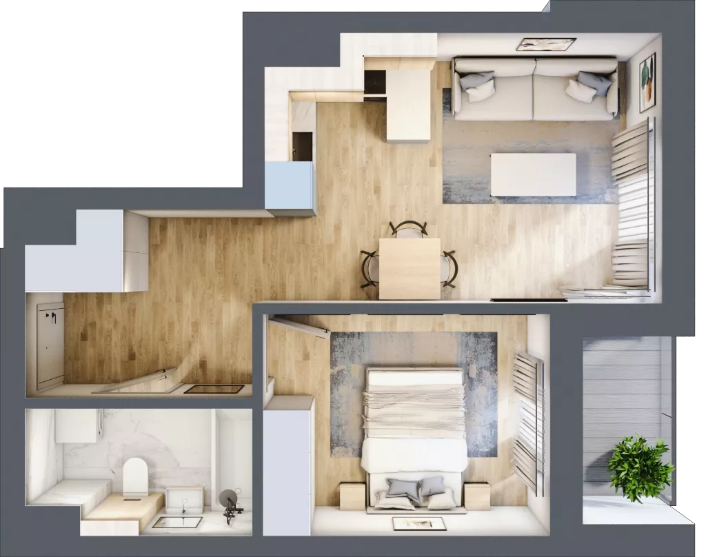 2 pokoje, mieszkanie 38,25 m², piętro 5, oferta nr B37, Kapelanka – Pychowicka - Budynek AB, Kraków, Dębniki, Zakrzówek, ul. Pychowicka 3 / 3A