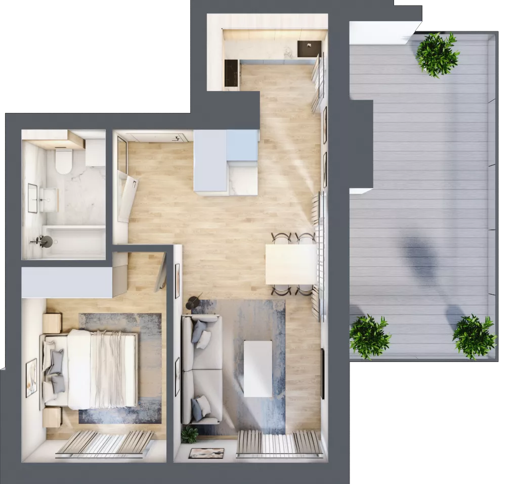 2 pokoje, mieszkanie 41,61 m², piętro 6, oferta nr B43, Kapelanka – Pychowicka - Budynek AB, Kraków, Dębniki, Zakrzówek, ul. Pychowicka 3 / 3A