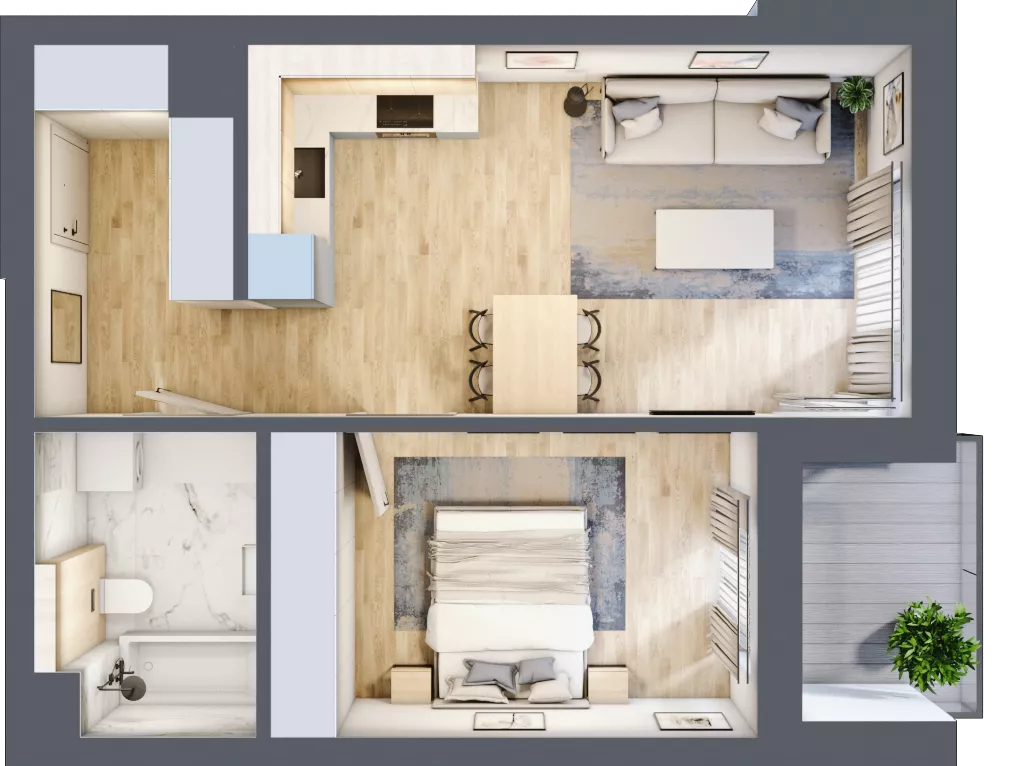 2 pokoje, mieszkanie 45,06 m², piętro 2, oferta nr B62, Kapelanka – Pychowicka - Budynek AB, Kraków, Dębniki, Zakrzówek, ul. Pychowicka 3 / 3A