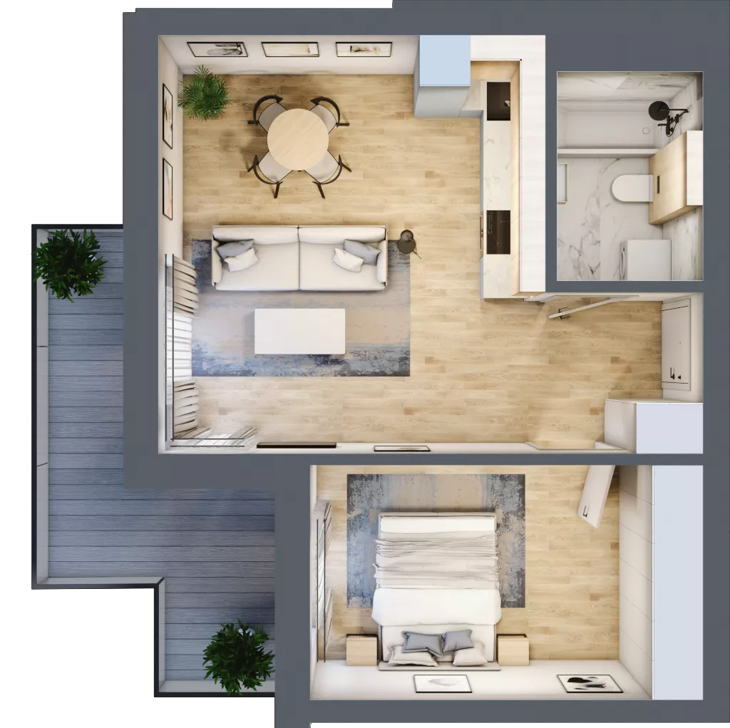 2 pokoje, mieszkanie 43,58 m², piętro 4, oferta nr B78, Kapelanka – Pychowicka - Budynek AB, Kraków, Dębniki, Zakrzówek, ul. Pychowicka 3 / 3A