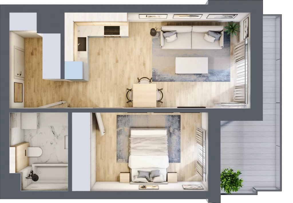 2 pokoje, mieszkanie 41,99 m², piętro 4, oferta nr B30, Kapelanka – Pychowicka - Budynek AB, Kraków, Dębniki, Zakrzówek, ul. Pychowicka 3 / 3A