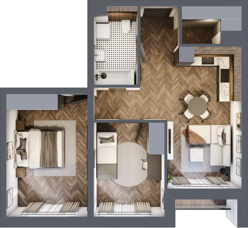 3 pokoje, mieszkanie 56,82 m², piętro 2, oferta nr 16, Badurskiego 7, Kraków, Podgórze Duchackie, Piaski Wielkie, ul. Badurskiego 7
