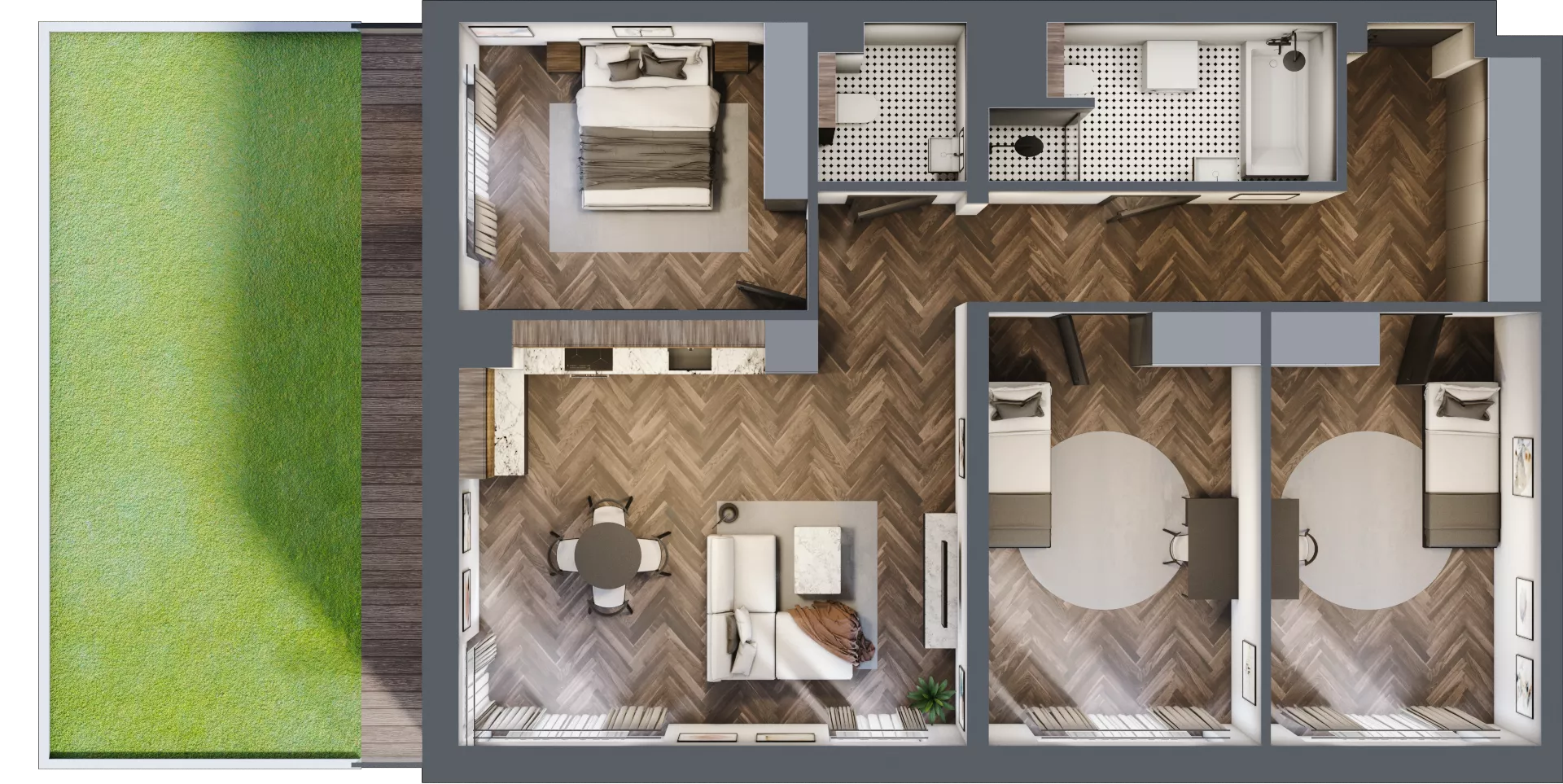 4 pokoje, mieszkanie 94,01 m², parter, oferta nr 5, Badurskiego 7, Kraków, Podgórze Duchackie, Piaski Wielkie, ul. Badurskiego 7