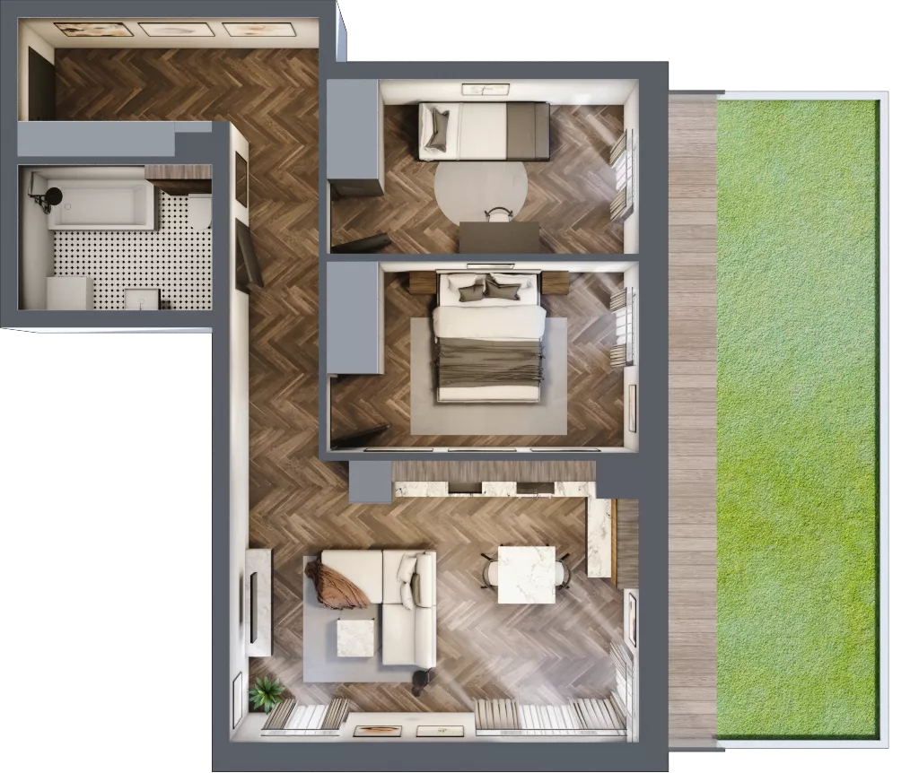 3 pokoje, mieszkanie 63,84 m², parter, oferta nr 2, Badurskiego 7, Kraków, Podgórze Duchackie, Piaski Wielkie, ul. Badurskiego 7