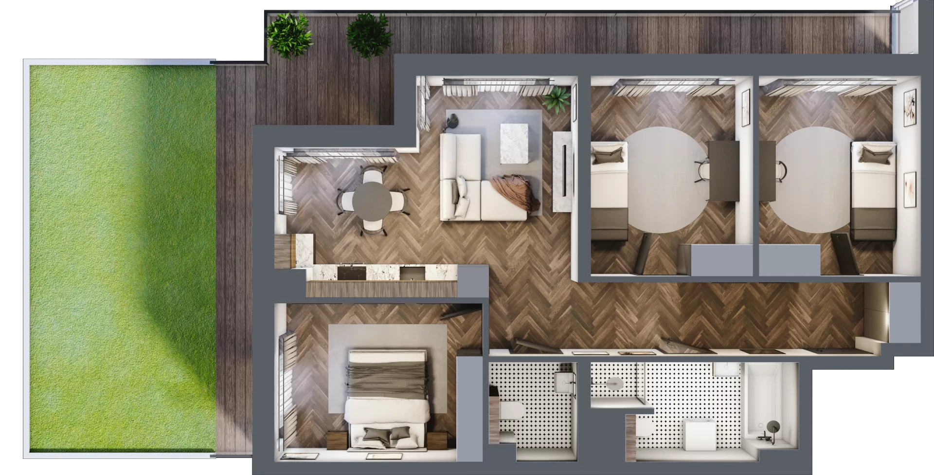 4 pokoje, mieszkanie 76,05 m², parter, oferta nr 6, Badurskiego 7, Kraków, Podgórze Duchackie, Piaski Wielkie, ul. Badurskiego 7