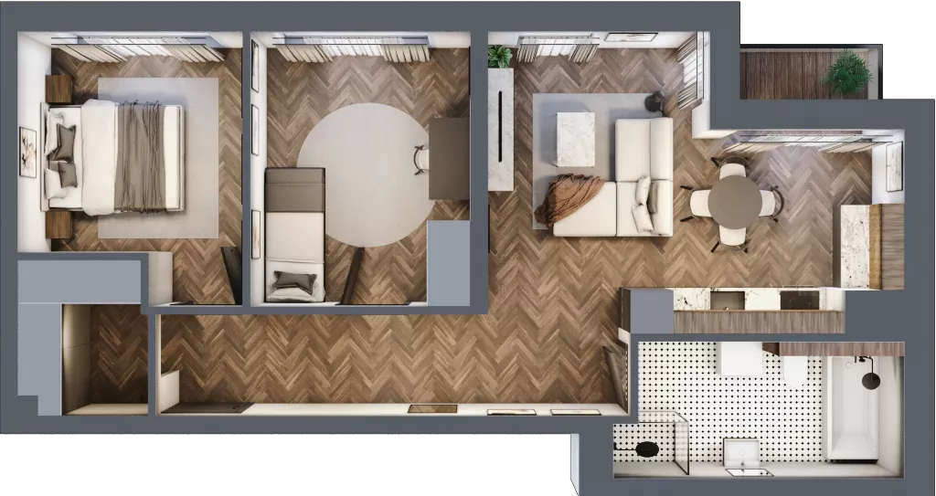 3 pokoje, mieszkanie 61,53 m², piętro 1, oferta nr 7, Badurskiego 7, Kraków, Podgórze Duchackie, Piaski Wielkie, ul. Badurskiego 7