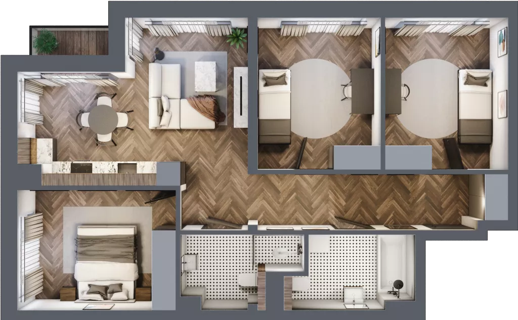 4 pokoje, mieszkanie 76,08 m², piętro 3, oferta nr 24, Badurskiego 7, Kraków, Podgórze Duchackie, Piaski Wielkie, ul. Badurskiego 7