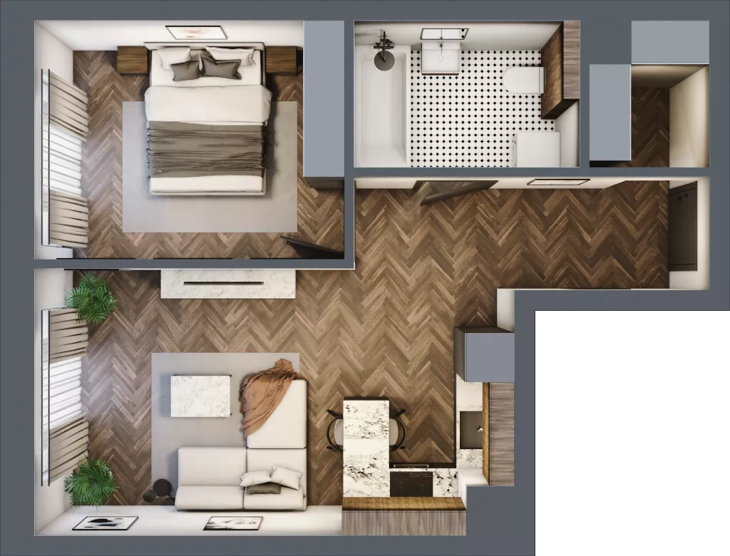 2 pokoje, mieszkanie 42,21 m², parter, oferta nr 3, Badurskiego 7, Kraków, Podgórze Duchackie, Piaski Wielkie, ul. Badurskiego 7