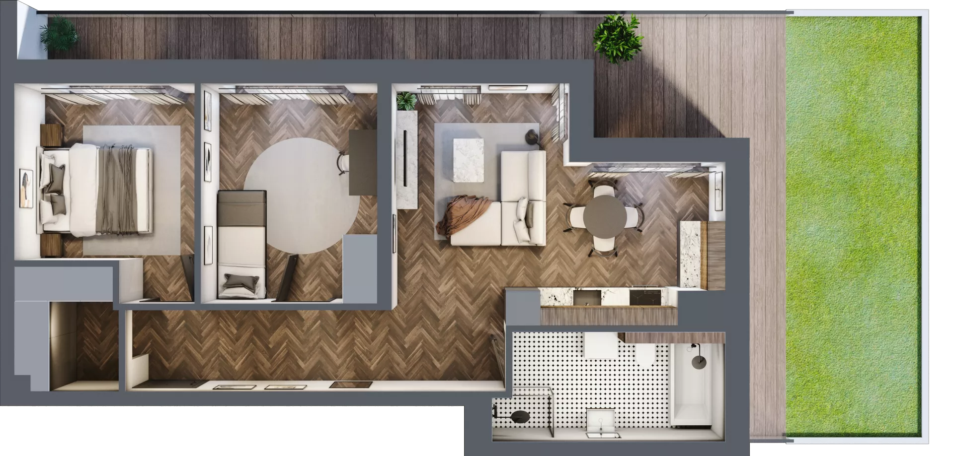 3 pokoje, mieszkanie 61,54 m², parter, oferta nr 1, Badurskiego 7, Kraków, Podgórze Duchackie, Piaski Wielkie, ul. Badurskiego 7