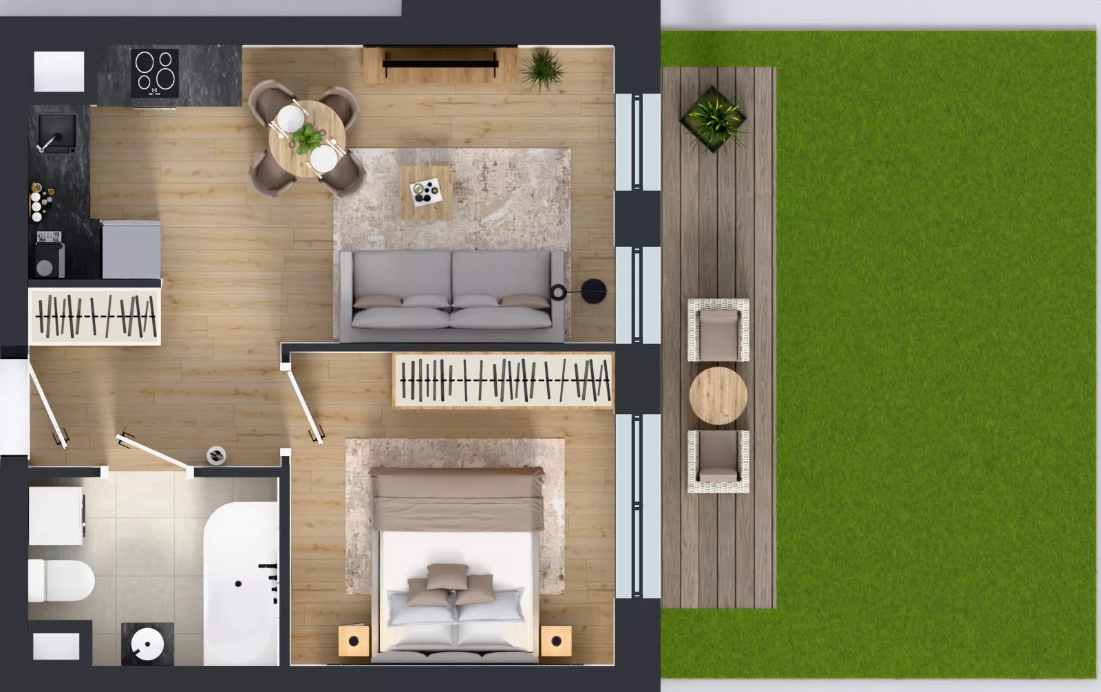 2 pokoje, mieszkanie 37,26 m², parter, oferta nr E265, Osiedle Witaj etap III, Poznań, Naramowice, ul. Bielicowa