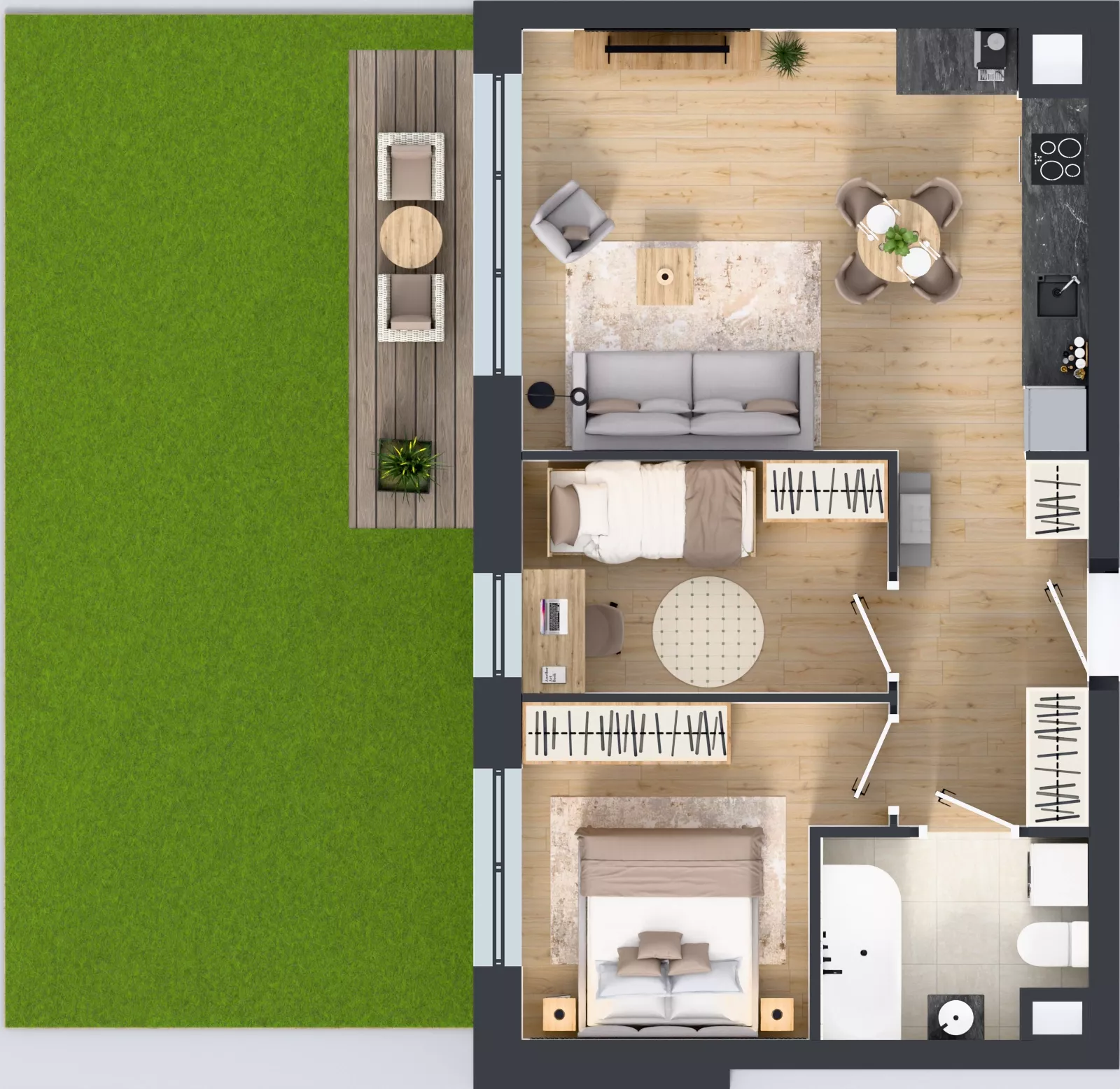 3 pokoje, mieszkanie 50,92 m², parter, oferta nr E269, Osiedle Witaj etap III, Poznań, Naramowice, ul. Bielicowa
