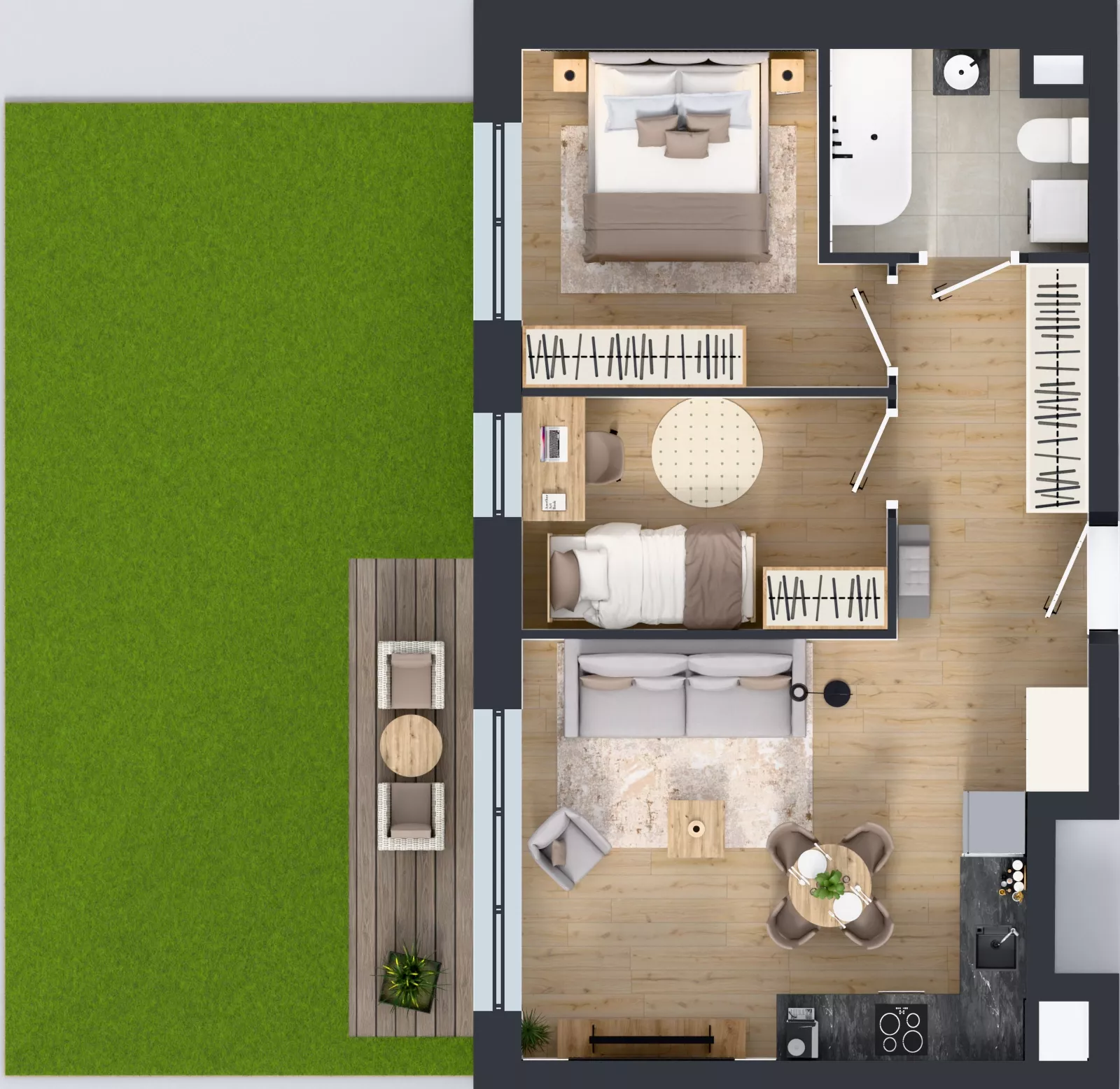 3 pokoje, mieszkanie 49,91 m², parter, oferta nr E270, Osiedle Witaj etap III, Poznań, Naramowice, ul. Bielicowa