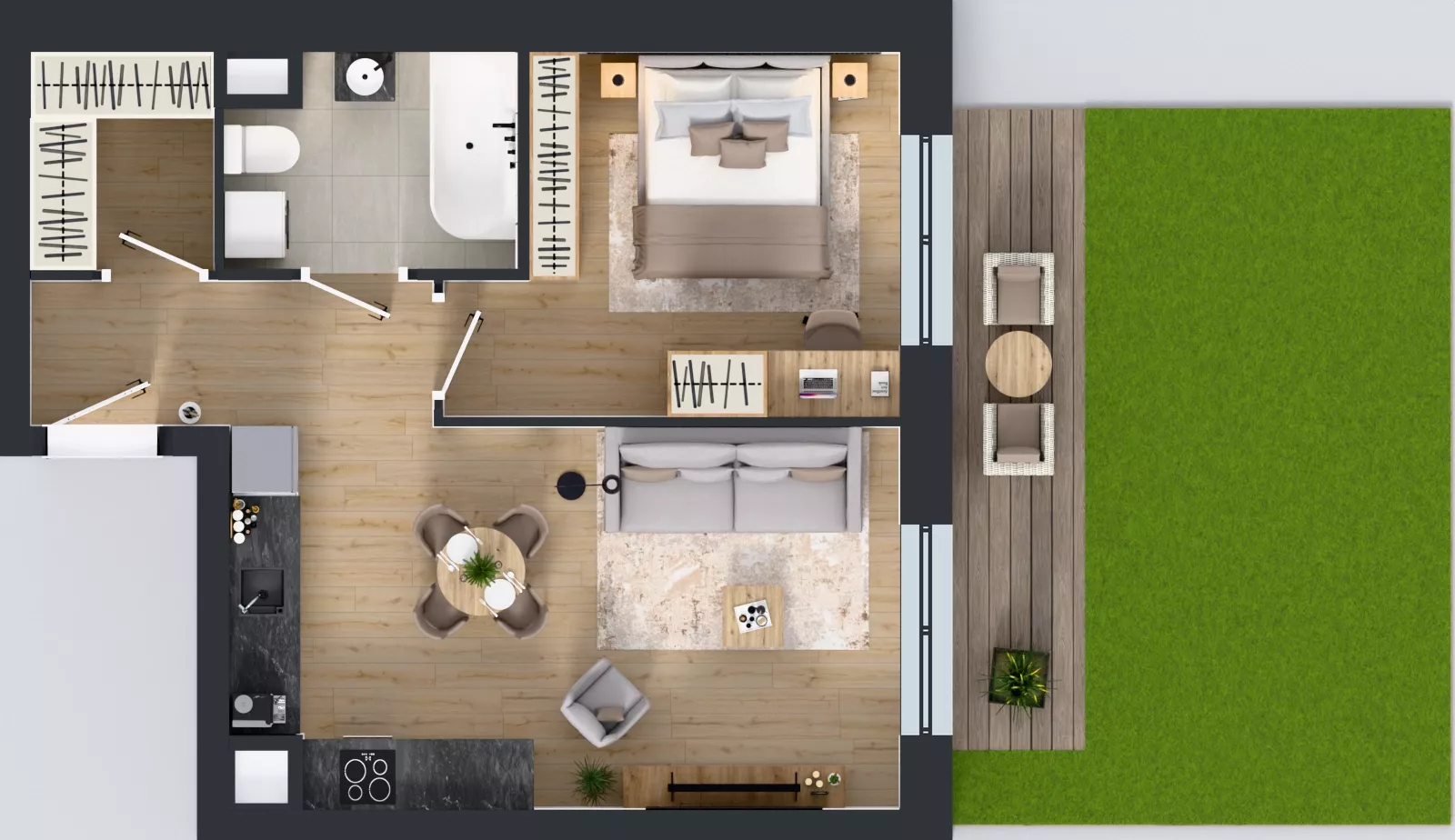 2 pokoje, mieszkanie 45,60 m², parter, oferta nr E271, Osiedle Witaj etap III, Poznań, Naramowice, ul. Bielicowa