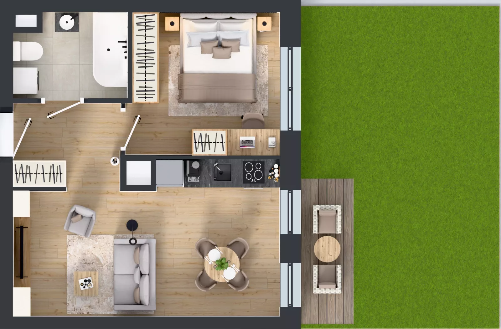 2 pokoje, mieszkanie 40,07 m², parter, oferta nr E272, Osiedle Witaj etap III, Poznań, Naramowice, ul. Bielicowa