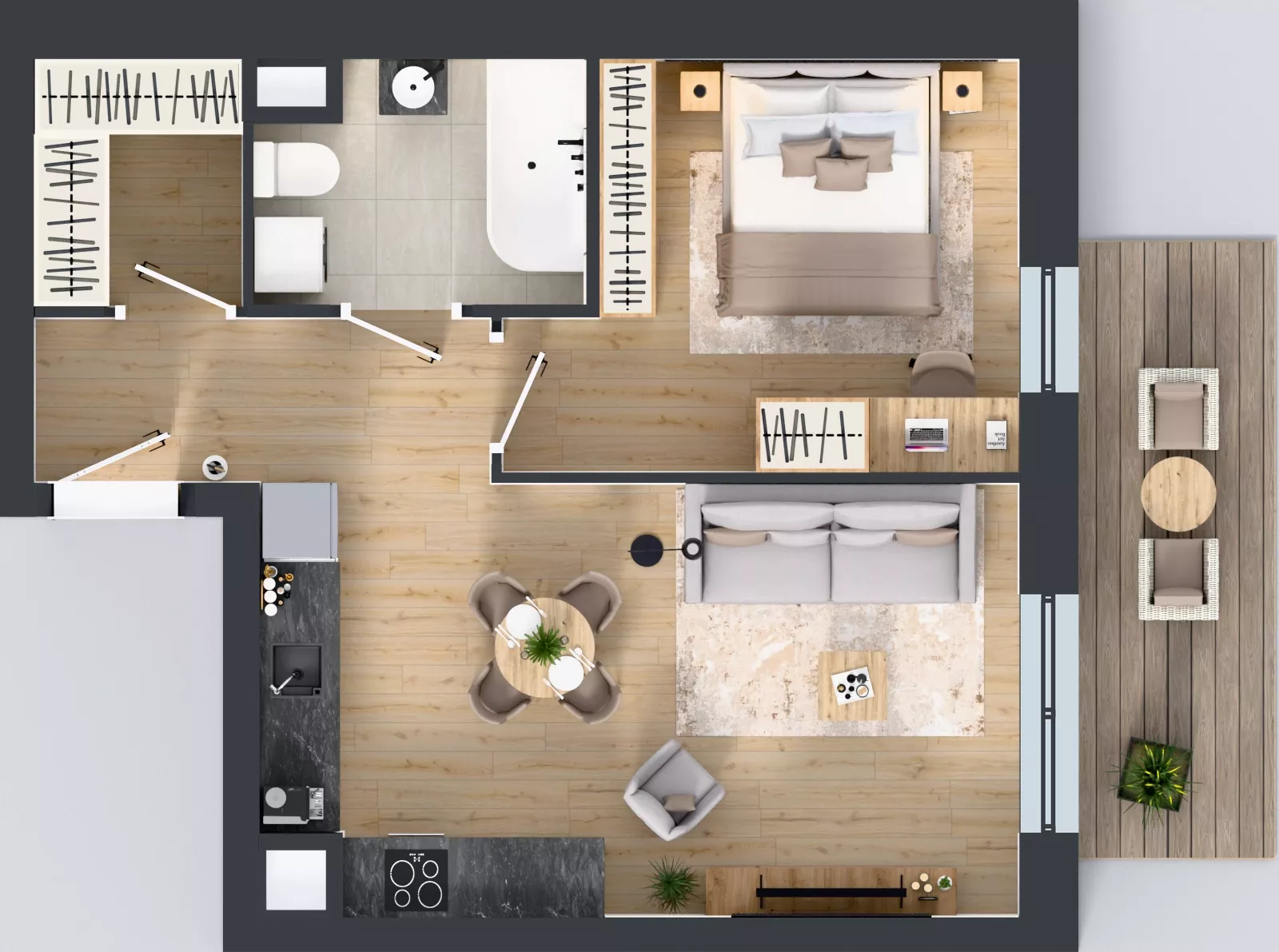 2 pokoje, mieszkanie 45,60 m², piętro 1, oferta nr E280, Osiedle Witaj etap III, Poznań, Naramowice, ul. Bielicowa