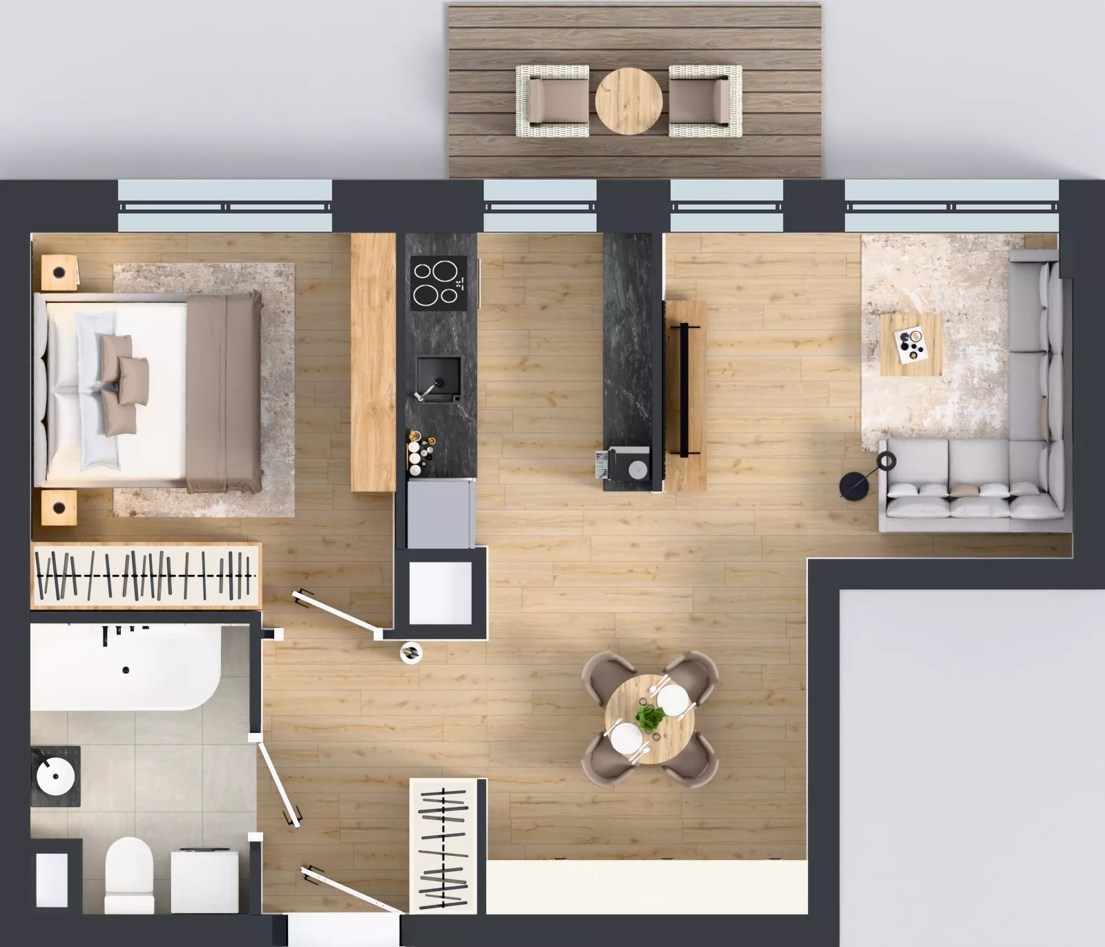 2 pokoje, mieszkanie 46,73 m², piętro 1, oferta nr E281, Osiedle Witaj etap III, Poznań, Naramowice, ul. Bielicowa