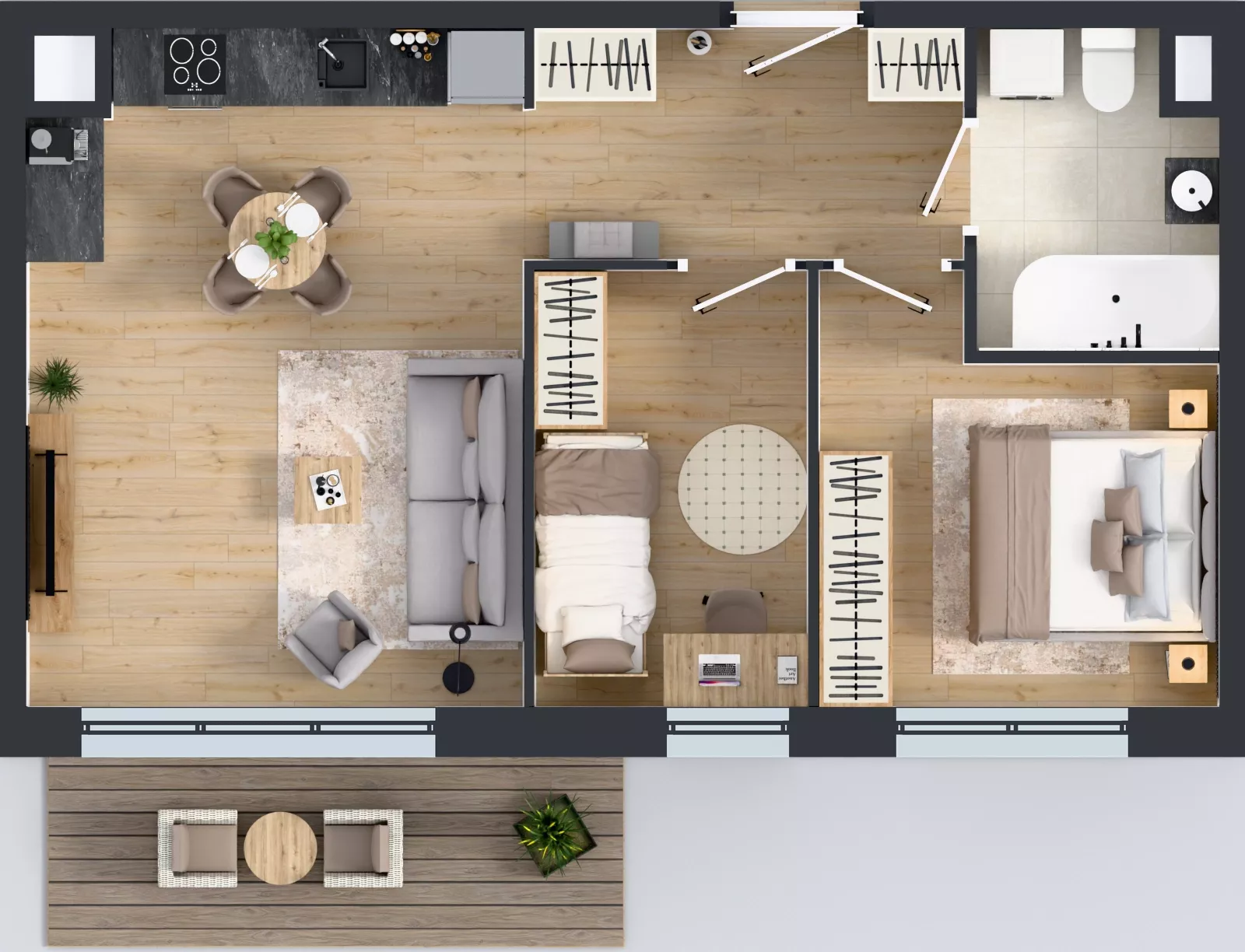 3 pokoje, mieszkanie 52,34 m², piętro 2, oferta nr E287, Osiedle Witaj etap III, Poznań, Naramowice, ul. Bielicowa