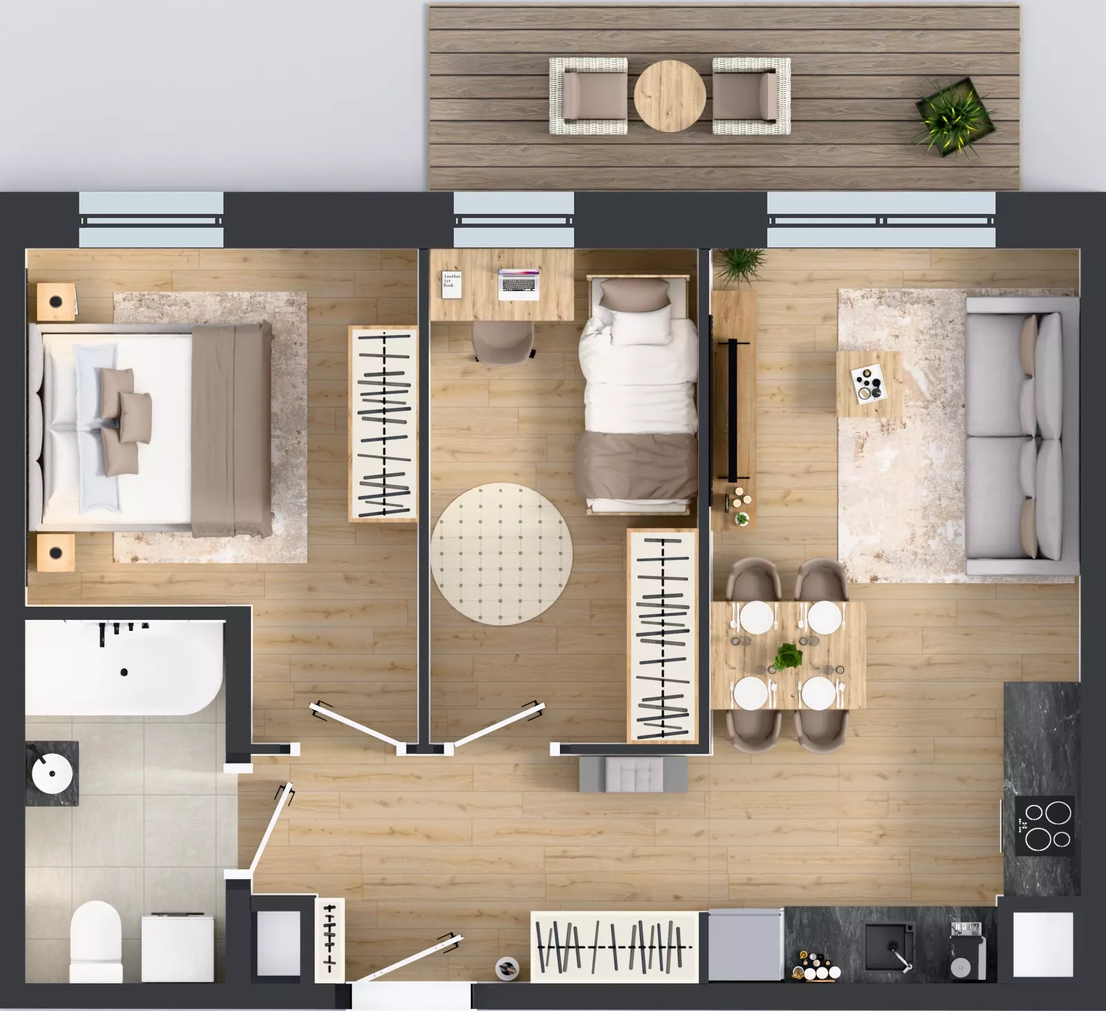 3 pokoje, mieszkanie 51,16 m², piętro 4, oferta nr E310, Osiedle Witaj etap III, Poznań, Naramowice, ul. Bielicowa