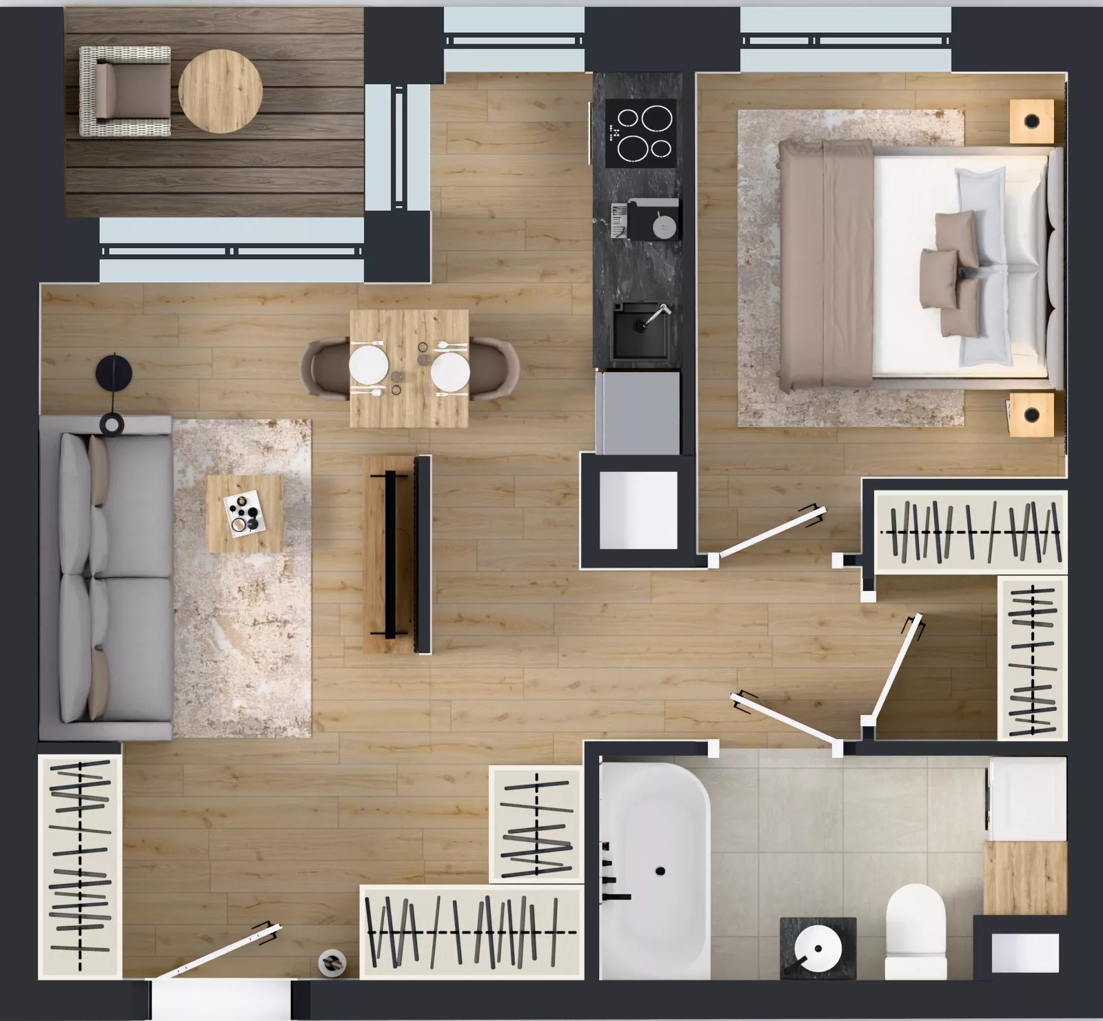 2 pokoje, mieszkanie 41,09 m², parter, oferta nr K313, Osiedle Witaj etap III, Poznań, Naramowice, ul. Bielicowa