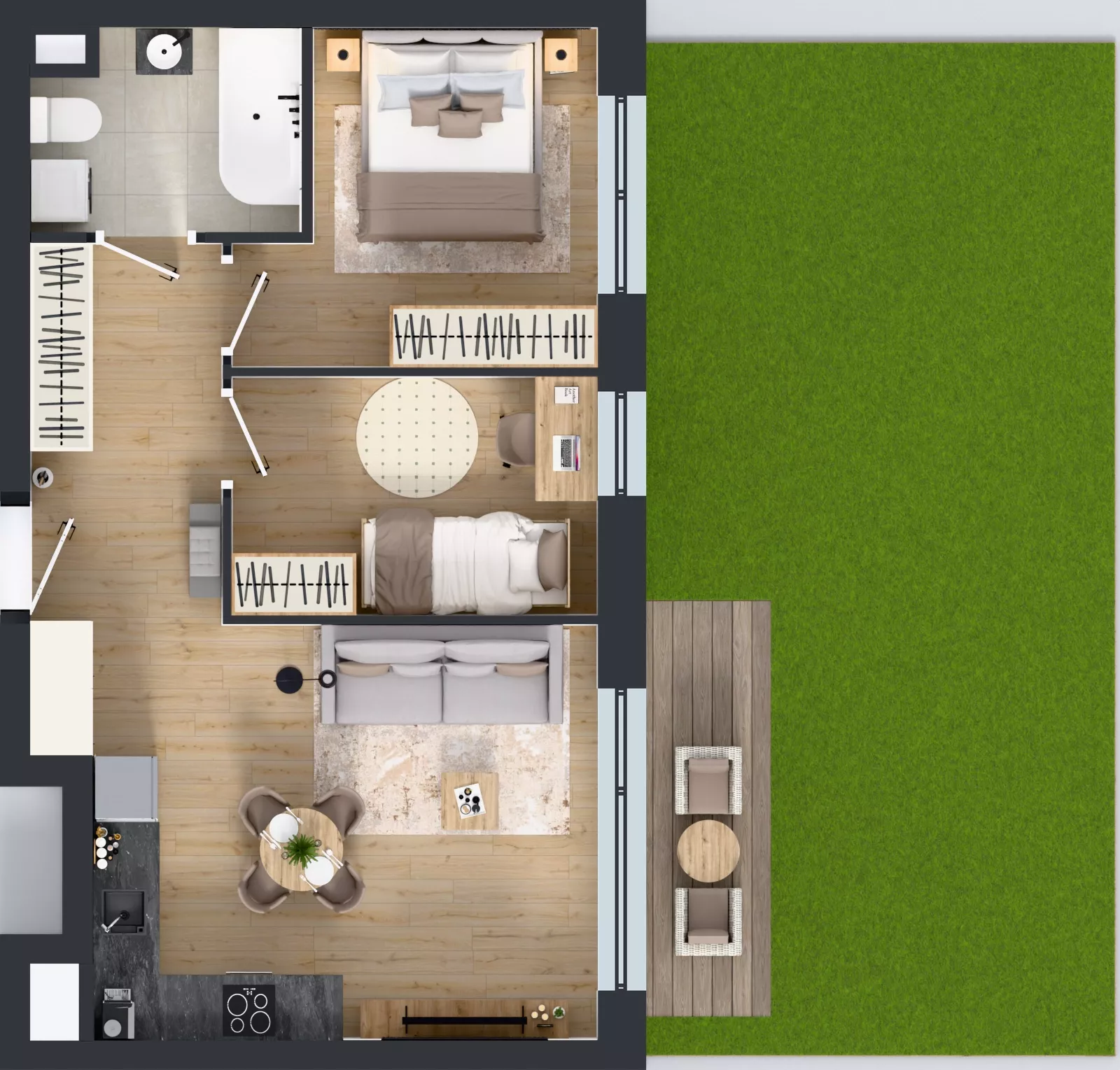 3 pokoje, mieszkanie 49,79 m², parter, oferta nr K316, Osiedle Witaj etap III, Poznań, Naramowice, ul. Bielicowa