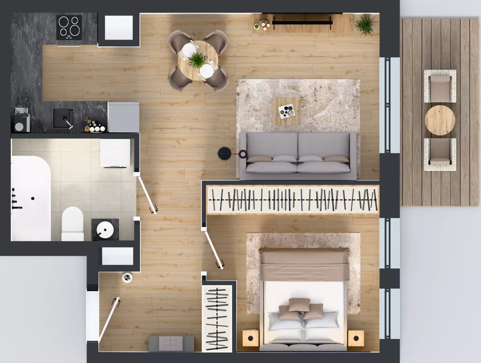 2 pokoje, mieszkanie 43,46 m², piętro 2, oferta nr K331, Osiedle Witaj etap III, Poznań, Naramowice, ul. Bielicowa