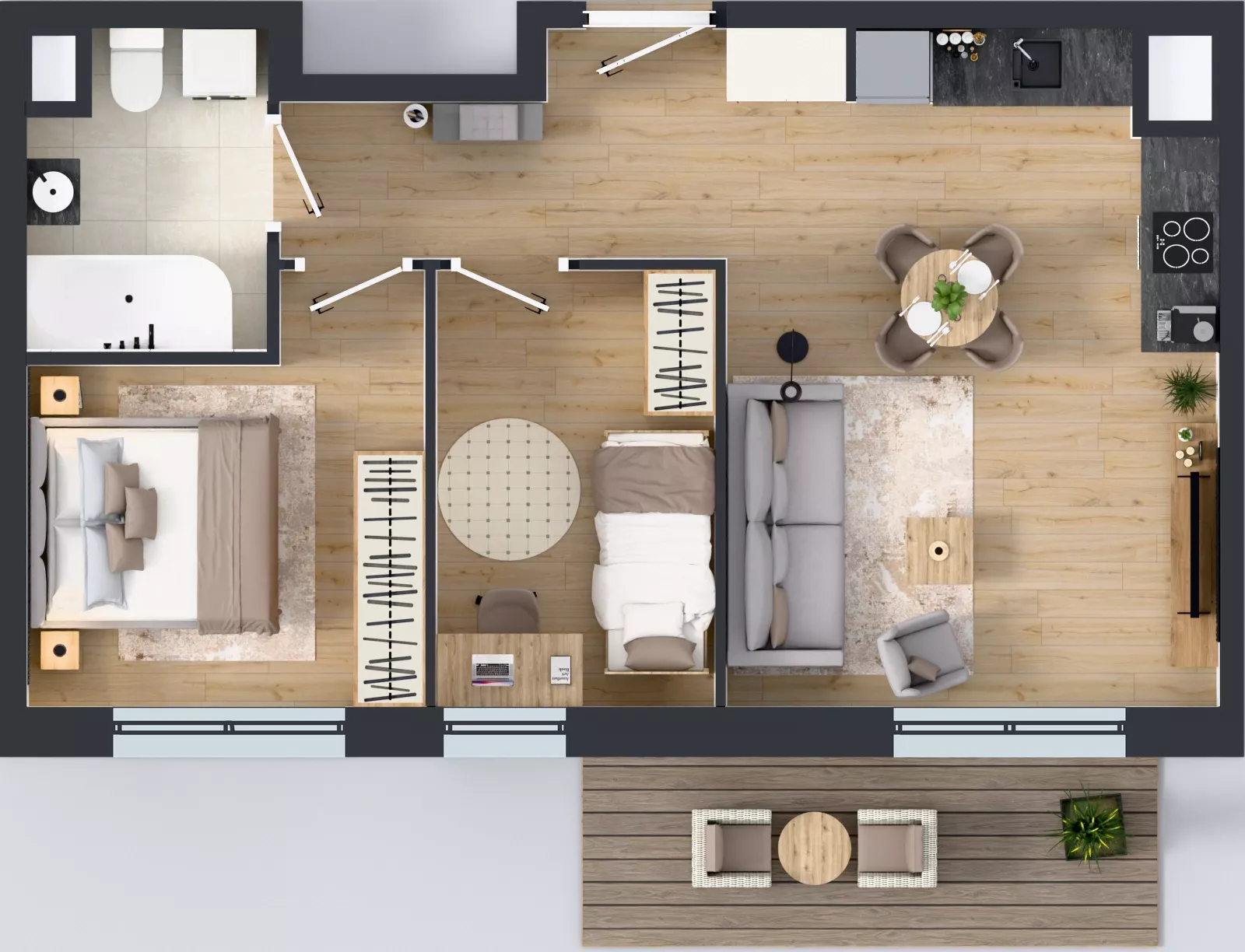 3 pokoje, mieszkanie 50,84 m², piętro 2, oferta nr K333, Osiedle Witaj etap III, Poznań, Naramowice, ul. Bielicowa