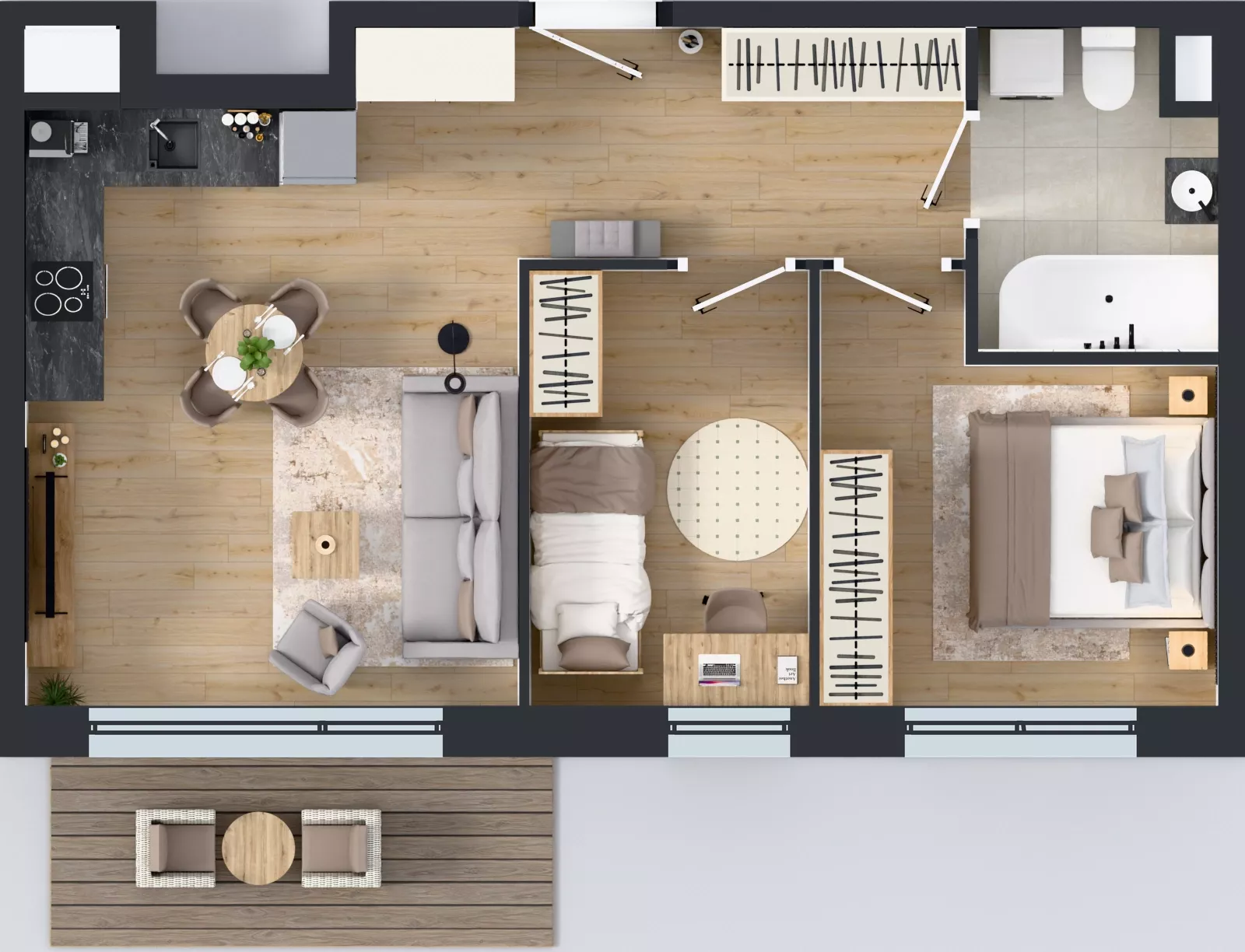 3 pokoje, mieszkanie 51,05 m², piętro 3, oferta nr K343, Osiedle Witaj etap III, Poznań, Naramowice, ul. Bielicowa