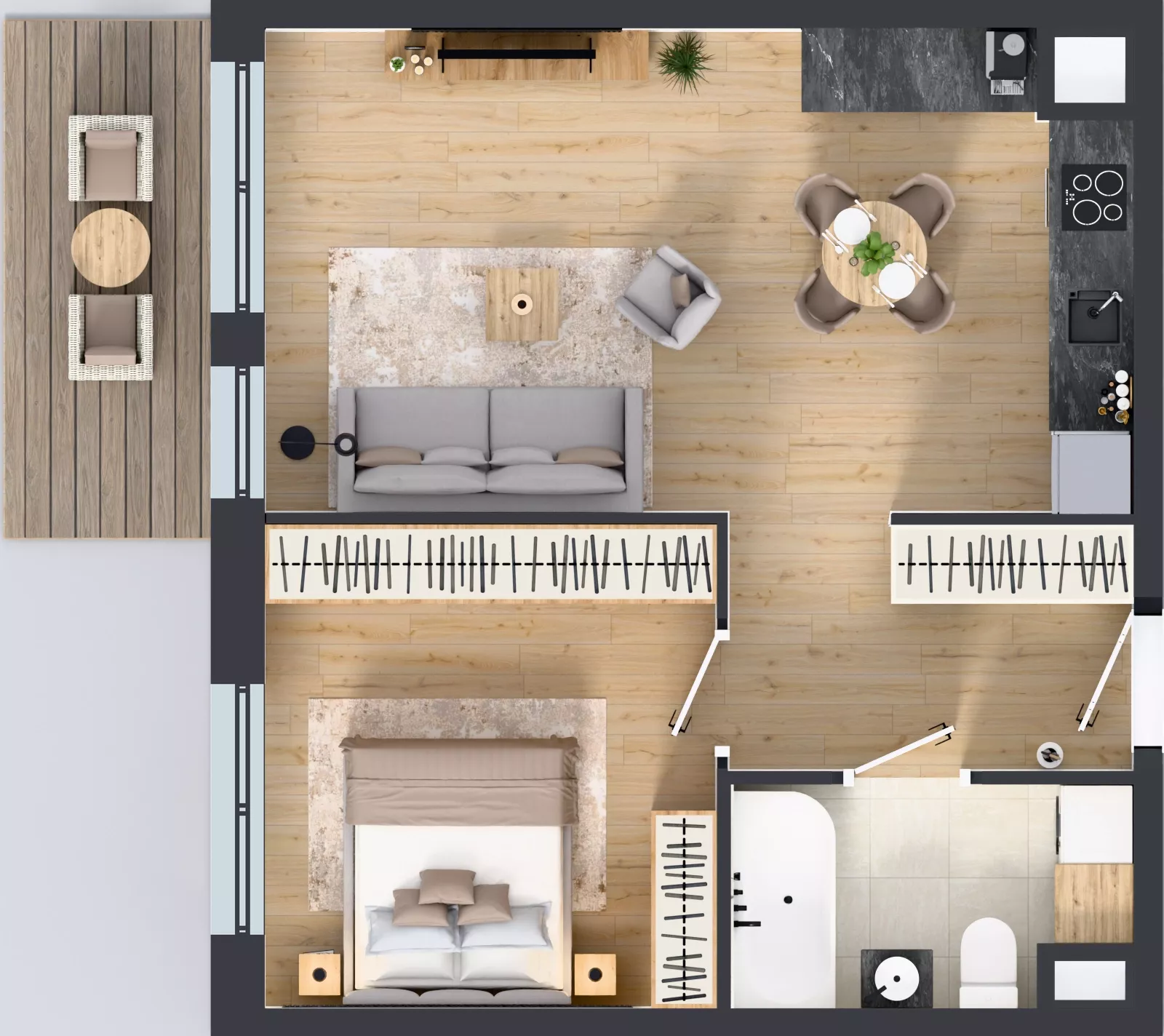 2 pokoje, mieszkanie 47,13 m², piętro 3, oferta nr K345, Osiedle Witaj etap III, Poznań, Naramowice, ul. Bielicowa