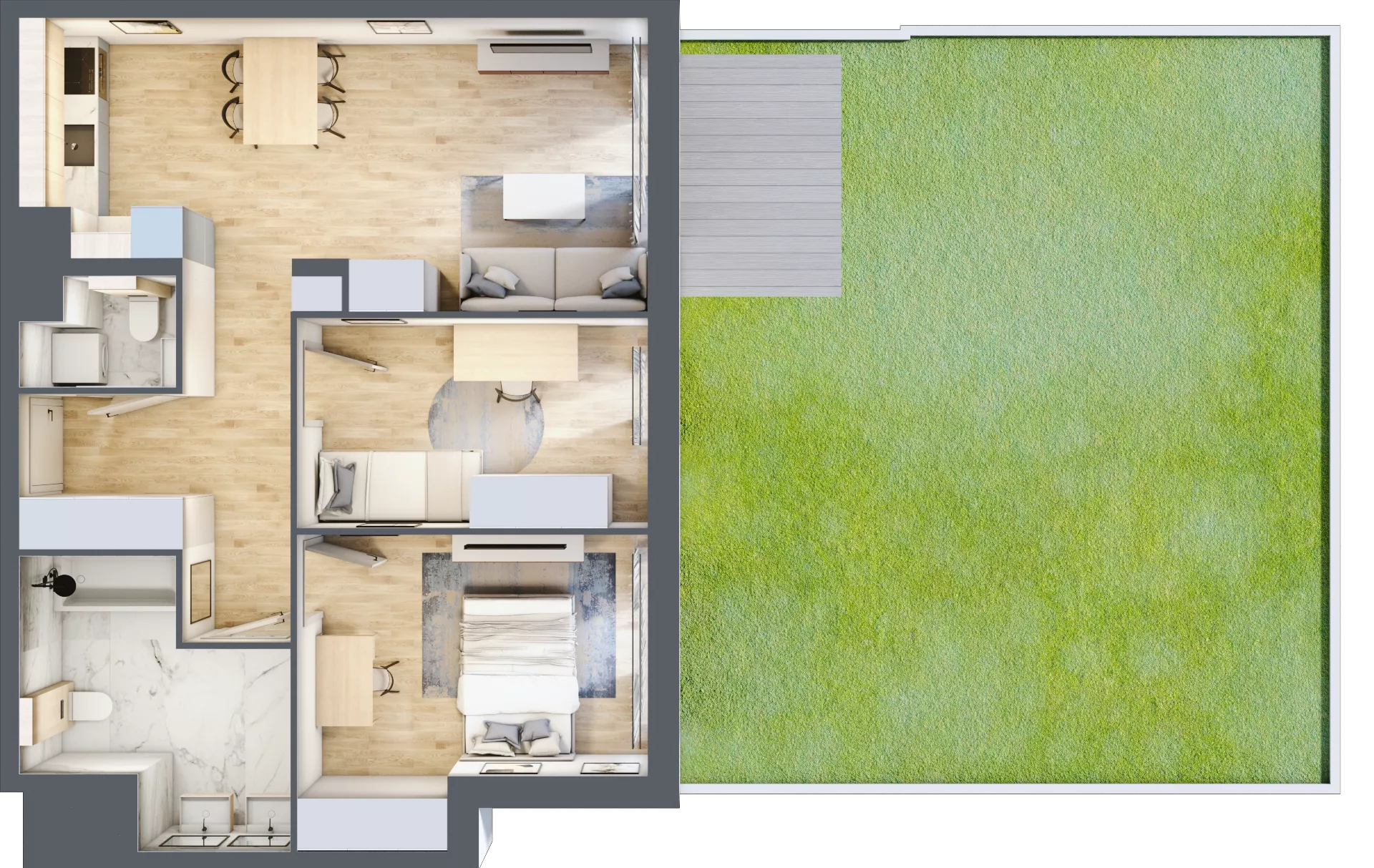 3 pokoje, mieszkanie 64,14 m², parter, oferta nr E38, Let's Sea Baltic Park II etap, Gąski, ul. Nadbrzeżna 52C