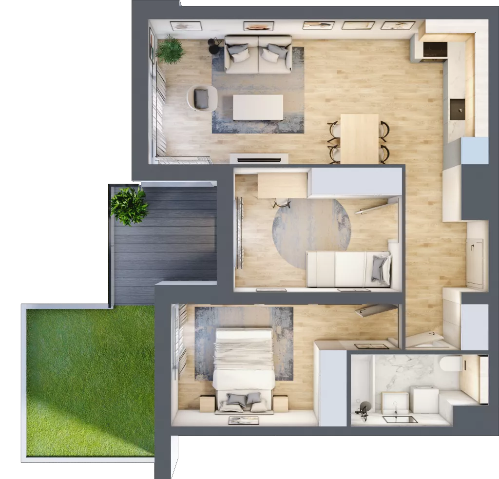 3 pokoje, mieszkanie 57,15 m², parter, oferta nr A2.08, Widok Warta etap II, Poznań, Starołęka-Minikowo-Marlewo, Starołęka, ul. Starołęcka 36/40