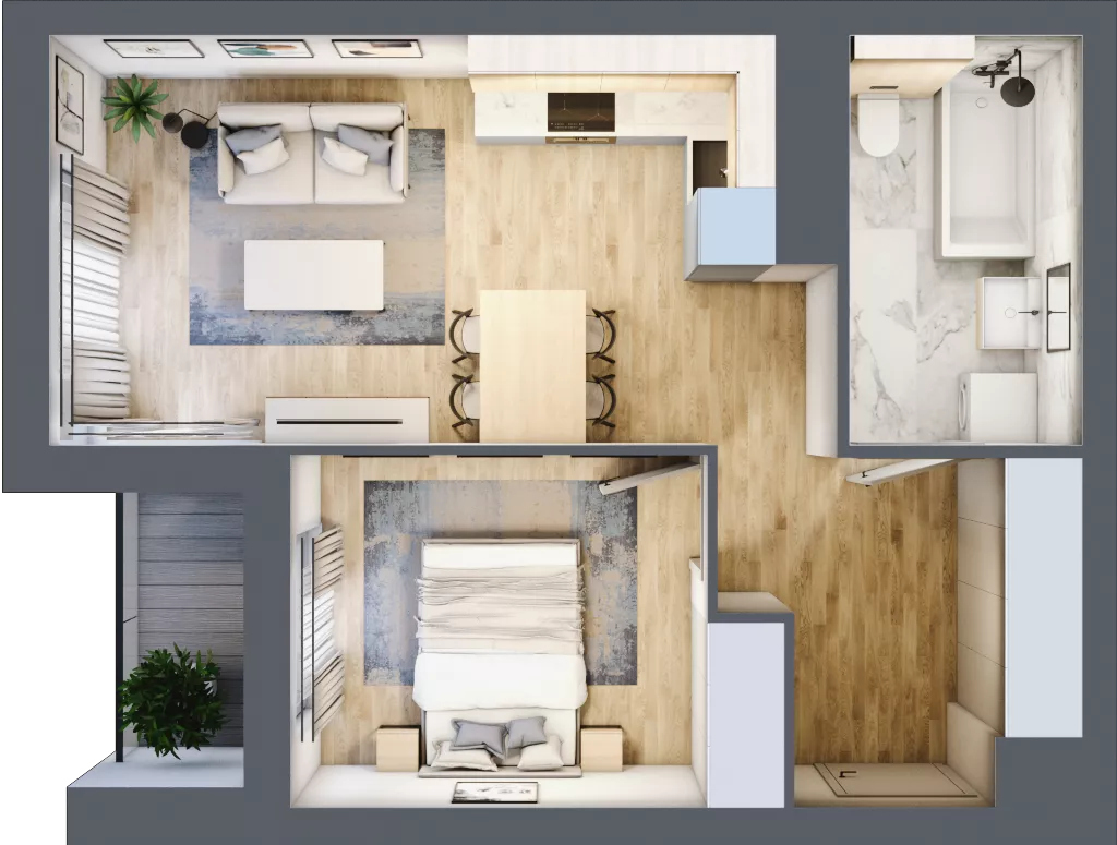 2 pokoje, mieszkanie 40,91 m², piętro 6, oferta nr A2.86, Widok Warta etap II, Poznań, Starołęka-Minikowo-Marlewo, Starołęka, ul. Starołęcka 36/40