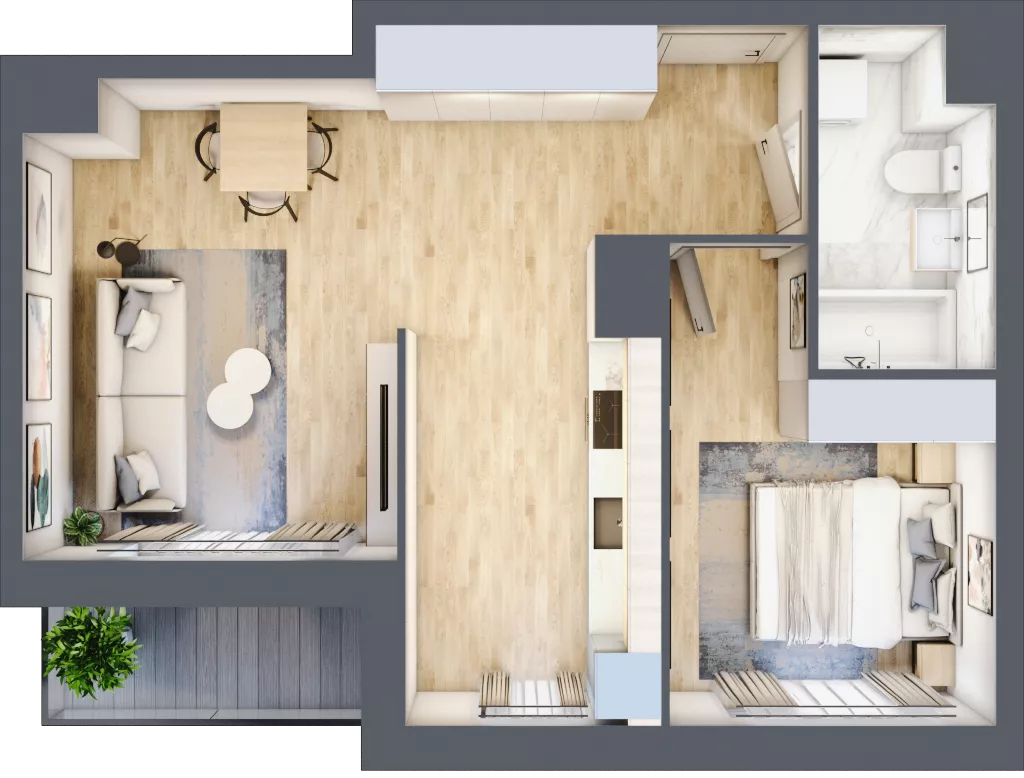 2 pokoje, mieszkanie 46,95 m², piętro 5, oferta nr L214, Osiedle Witaj etap II, Poznań, Naramowice, Naramowice, ul. Bielicowa