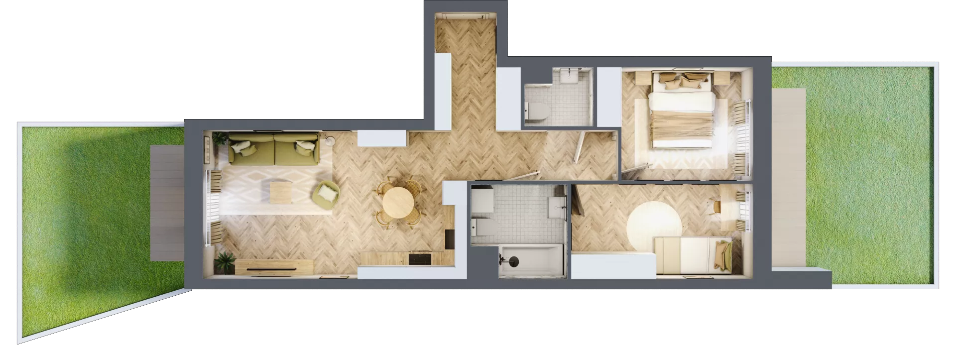 3 pokoje, mieszkanie 61,65 m², parter, oferta nr E267, Osiedle Witaj etap III, Poznań, Naramowice, ul. Bielicowa
